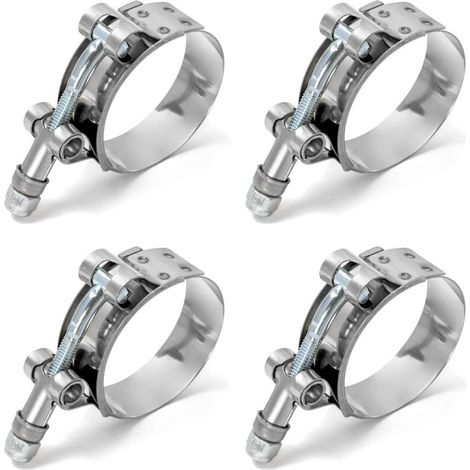 Tuyau Clips, Colliers De Serrage À Boulon En T, T-Bolt Colliers, Acier Inoxydable, Pour Famille Tuyau D'eau, Réservoir De Gaz, Tube D'automobiles, 51-57mm, Lot De 4 (1/5)