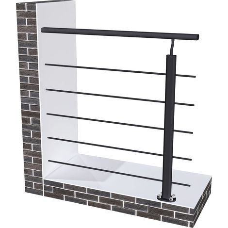 Aica Sanitaire – Garde-corps aluminium noir mat 1m – 5 traverses – Main courante 100cm – Montage facile intérieur/extérieur – Résistance à la corrosion (1/5)