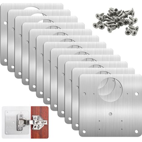 12 pièces Plaque Reparation Charniere Porte pour Bois, étagères, Portes (1/5)