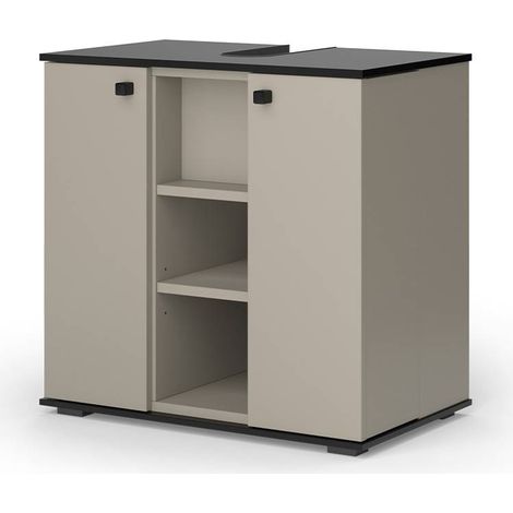 Mobile sottolavabo per bagno Joli, Grigio, 60 x 59 cm con 2 porte, Vicco