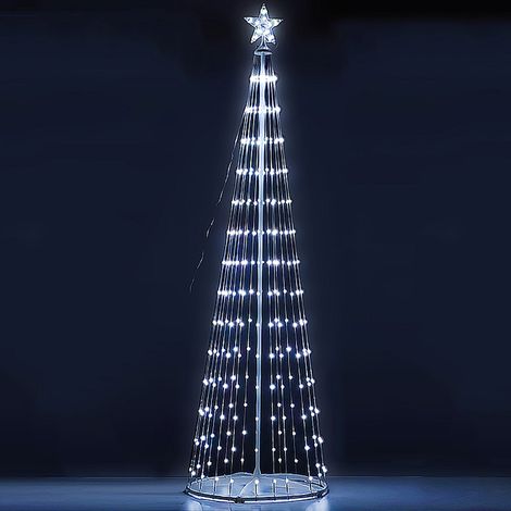 Albero di Natale cm 240 bianco freddo  alimentato con  pannello solare o corrente con 290 Luci Micro LED esterno o interno (1/5)