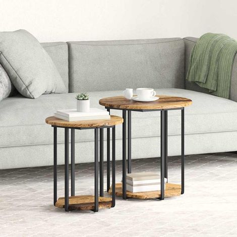 Beistelltisch-Set mit Regal 2 pcs Braun