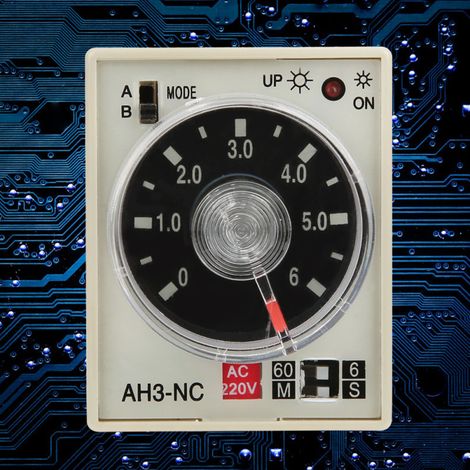 Relé temporizador con retardo de activación mínimo, retardo de tiempo ajustable, modo B, AH3 NC, CA 220 V, 50/60 Hz (1/5)