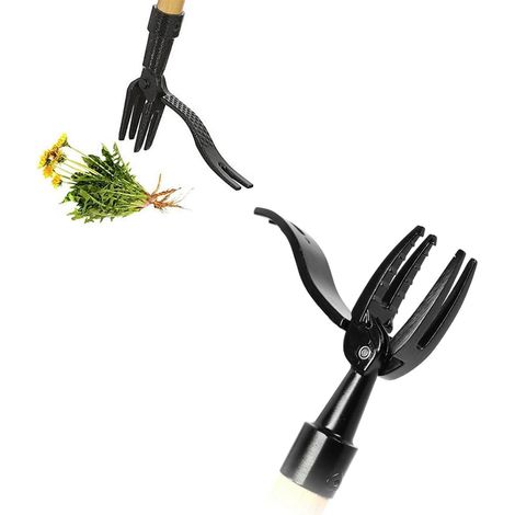 Désherbeuse Debout avec 4 Griffes en Acier Inoxydable et Pédale, Arrache-Racines, Extracteur de Mauvaises Herbes à Long Manche 100/110 cm