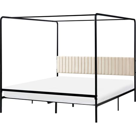 Lit à Baldaquin Double Moderne avec Cadre Métallique 180 x 200 cm Noir Mirabeau (1/5)