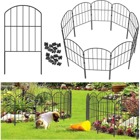 Tierschutz-Gartenzaun 33 × 61 cm – 10er Pack Paneele aus rostfreiem schwarzem Metall, grabenfreier Gartenzaun (1/5)
