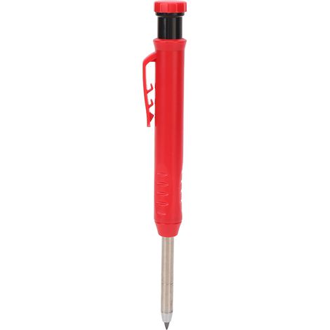 Crayon de menuisier mécanique avec taille-crayon, marqueur à trou profond pour bois, métal et plastique, rouge (1/5)