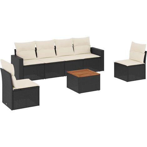 Set Divani da Giardino con Cuscini 7pz Nero Polyrattan vidaXL (1/5)