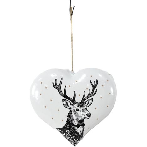 TrendLine Dekohänger Herz Hirsch 27 x 25 cm weiß