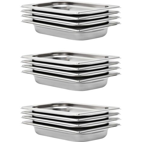 vidaXL Gastronorm Containers 12 pcs GN 1/4 40 mm Stainless Steel