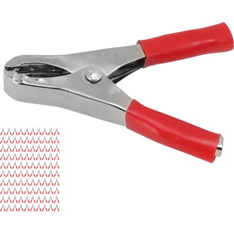 Lot de 100 pinces isolées 20A, précision élevée, élasticité, gaine PVC, fils de test rouge pour expériences (1/5)