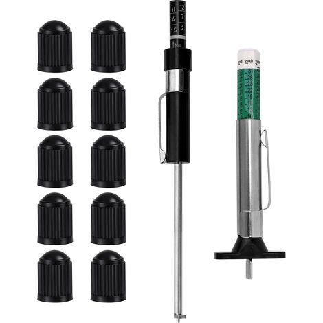 Kit de Mesure D'épaisseur Plaquettes Frein, Jauge de Profondeur Sculpture Pneus et Bouchons Valve Outil Mesure Test avec Échelle pour Freins Internes et Externes Kit d'entretien Automobile (1/5)
