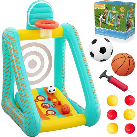 Jeu de jardin gonflable 3 en 1 : panier de basket-ball et de football, 127 x 109 x 178 cm, Bestway 52813 (1/5)