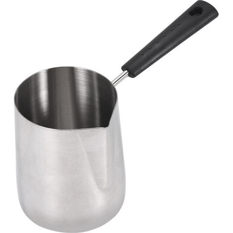 Pot Chauffe-Beurre de Lait de 600 Ml, CafetièRe Turque, Pot de Fonte de CuisinièRe en Acier Inoxydable avec Bec Verseur pour le Thé, Chauffage