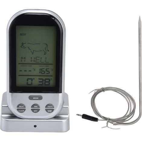 Thermomètre Cuisson Sans Fil avec Minuterie et Alarme - Idéal BBQ, Cuisine Pratique (1/5)