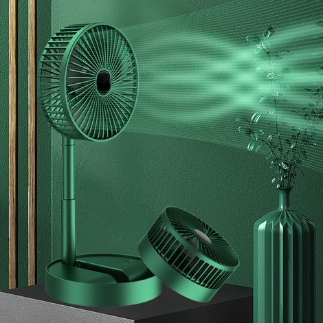 Ventilateur télescopique pliable, sans fil et portable, avec batterie intégrée rechargeable par USB de 2000 mAh, hauteur réglable et 3 vitesses. Mini ventilateur de ventilation réglable pour l'extérie (1/5)