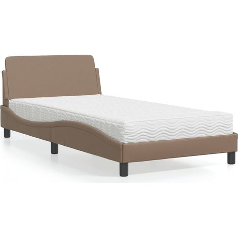 Cama con colchón Dover cuero sintético capuchino 100x200 cm vidaXL (1/5)