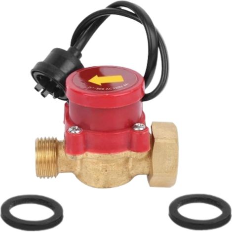 Interrupteur capteur débit d'eau G3/4 220V 2A  Filetage externe en laiton, débit 1,5 L/min. Pour douche basse pression, chauffe-eau solaire, circulation d'eau. (1/5)