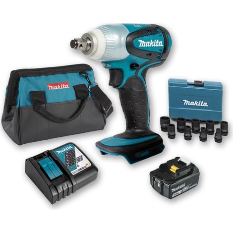 Boulonneuse à chocs 18V 230Nm 1/2" DTW251 avec 1 batterie 5Ah + Coffret 9 douilles + sac MAKITA (1/4)