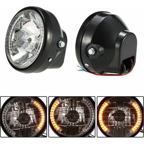 7-Zoll-LED-Motorradscheinwerfer mit blauen Blinkern, Universal, Modell: 24 (1/5)