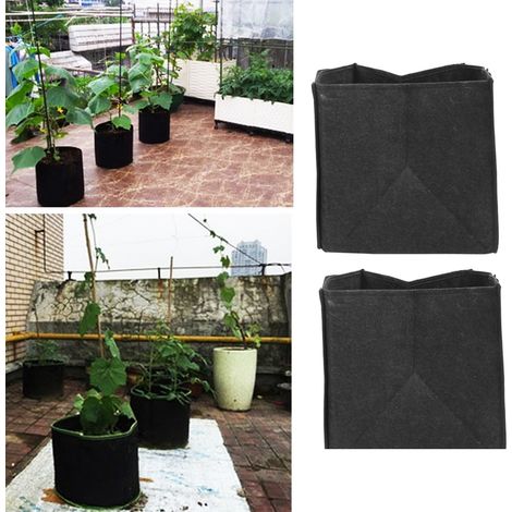 Lot de 2 sacs de culture en feutre pour légumes avec poignées, 15 gallons (35 x 35 x 35 cm). (1/5)