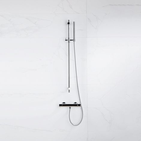 FugaFlow Eccelente Sobrado Ensemble de douche barre curseur avec douchette stick, flexible en métal et robinet de douche Chrome (1/4)