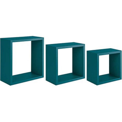 Set 3 cubi mensole parete blu scaffale salotto soggiorno camera Incubo (1/7)