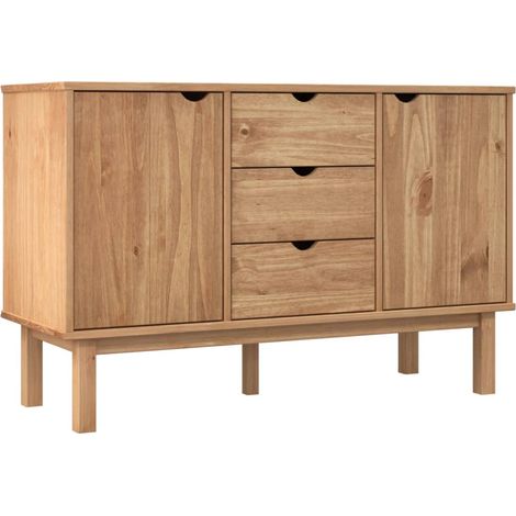 Aparador buffet cómoda armario unidad de almacenamiento organizador cocina salón salón 113,5 x 43 x 73 cm madera maciza de pino marrón 020036182