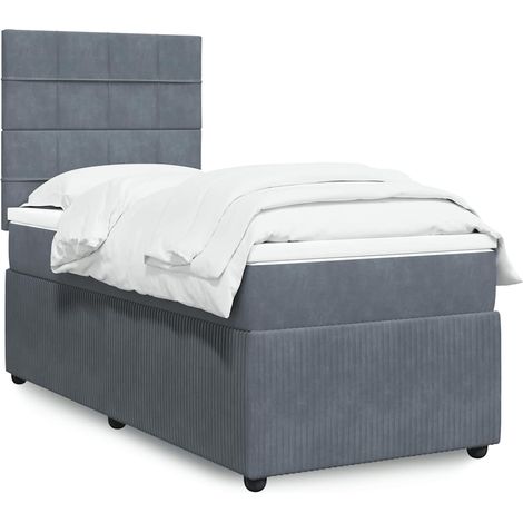 Boxspringbett mit Matratze Dunkelgrau 90x200 cm Samt