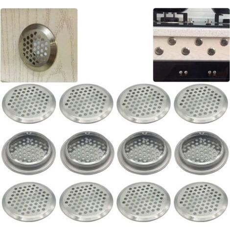 Lntyq Grille de ventilation ronde en acier inoxydable de 53 mm, 12 pièces, pour meubles de cuisine, grille d'aération en acier inoxydable, pour placard, grille d'évacuation d'air (1/4)