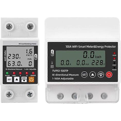 Relais de protection contre les fuites à la terre et les sous-tensions 100 A WiFi pour compteur d'énergie bidirectionnel (1/5)