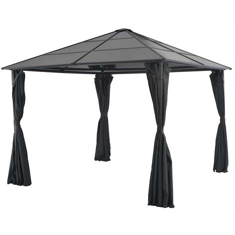 Tonnelle avec rideau Aluminium 3x3 m Noir (1/5)