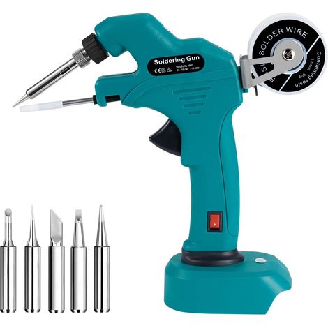 Batería para soldador Makita 18 V, 30 W, pistola de soldadura con 5 puntas y alambre de soldadura, juego de soldador inalámbrico, para reparación de electrodomésticos, bricolaje eléctrico (sin (1/4)