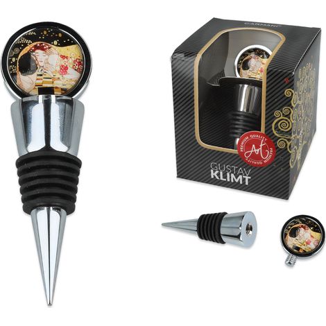 Tappo decorativo per vino, bacio di Gustav Klimt, tappo per bottiglia in vetro (1/5)