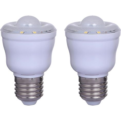 Lot de 2 Ampoules à détecteur de mouvement PIR avec Culot E27 , 2W , Équivalent Incandescence 30W , Blanc Froid 6000K , Veilleuse Automatique On/Off pour Couloir , Cour,AC 220-240V , Non dimmable (1/5)