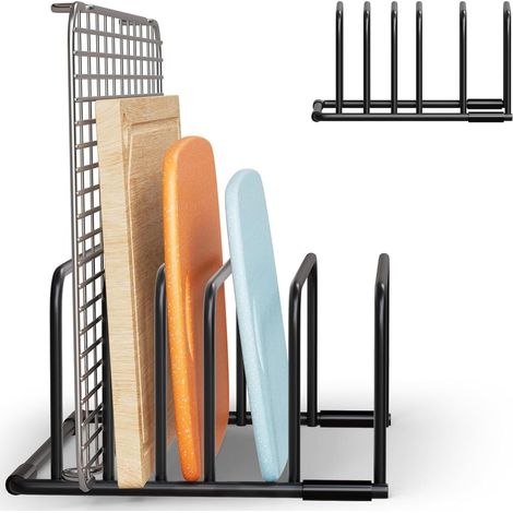 Plafonnier Cristal Support Rangement Planche Découper - 5 Fentes - Métal Noir - Couvercles Casseroles - Cuisine (1/5)