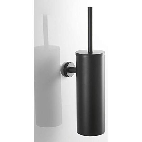 Brosse WC Toilette Porte-brosse Noire Balai en INOX Mural Imperméable Facile à nettoyer pour Salle de Bains 304 Acier (1/4)