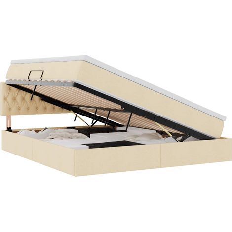 Maison Exclusive - Lit de rangement LED avec matelas Crème 160 x 200 cm Tissu