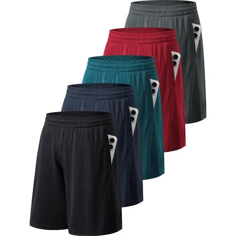 Lot de Shorts de Sport Homme à Poches Séchage Rapide Taille Élastique Matière Légère et Respirante Évacue l'humidité pour la Course Gym Basket-ball et Fitness Running (1/5)