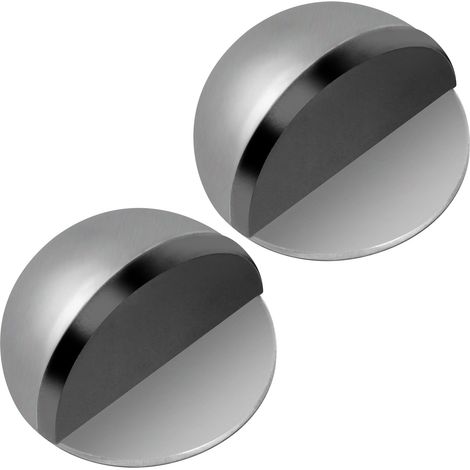 Butées de Porte Adhésives en Acier Inoxydable, 2 Pièces, Bloc-Porte Sol avec Pare-Chocs Caoutchouc, Stop-Porte Intérieur pour Protection Mur et Porte (Argent) (1/5)