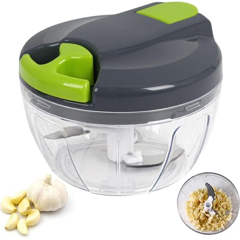 Facilitys – Hachoir manuel à ficelle – Trois lames en acier inoxydable – Hauteur 9,5 cm – Cuve de récupération 520 mL – Pour oignons et herbes