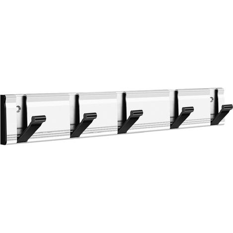 DOLASO Wandgarderobe, Kleiderhaken mit 5 klappbaren Metallhaken zum Aufhängen von Mänteln, Schals, Taschen, Jacken, Mehrzweck-Wandhaken (Silber, 5 Haken) (1/4)