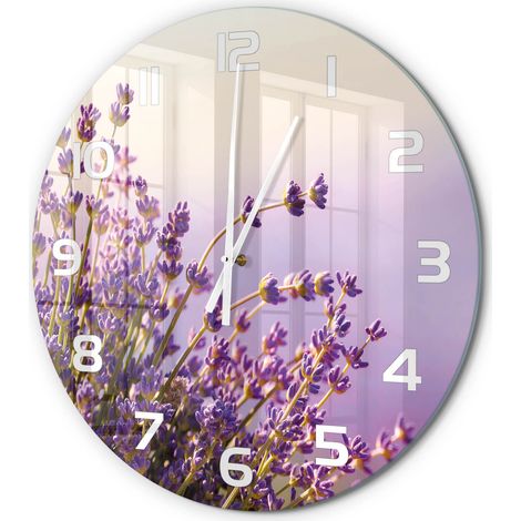 Horloge Murale Ronde Cuisine en Verre Silencieuse Design Moderne Décorative Lavande fi 60 cm (1/5)