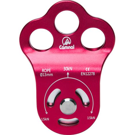 30 KN Certifié CE Poulie d'escalade de Sauvetage à Trois Trous Micro Poulie pour Transport de Corde Max 13 mm avec Roulement pour Rappel Tyrolienne Plaques Latérales Durables