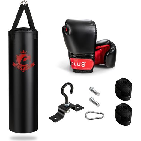 Saco de boxeo colgante 100 x 30 x 30 cm retorno rápido moderno interior PVC negro rojo 200019625