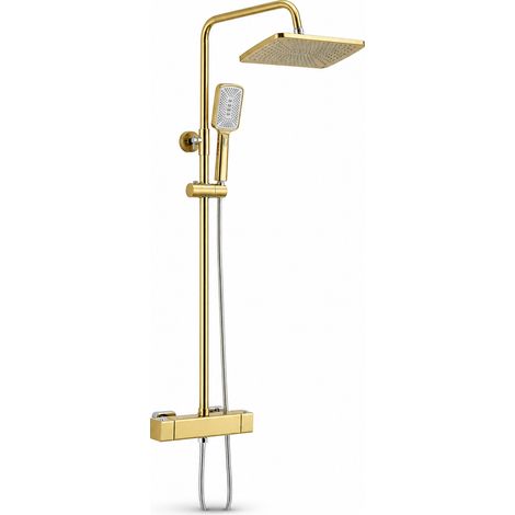 Thermostatisches Duschset Badewanne mit verstellbarer Stange Goldfarben (1/5)