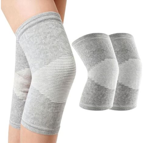 Genouillère en fibre de bambou, 1 paire, unisexe, support sportif, grise XL, pour le soutien, la prévention des blessures et la récupération (1/5)