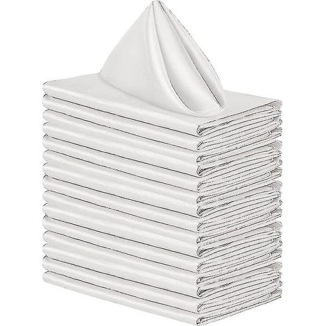KLVGTIFS PU - Lot de 12 serviettes de table en satin de 43 x 43 cm, réutilisables, pour mariage. (1/5)