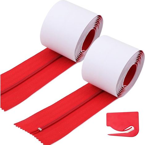 2pcs Fermetures Éclair Anti-Poussière, Protection Instantanée Contre Poussière Porte Bâche Auto-Adhésive Double Fermeture avec Muraux Plastique (1/5)