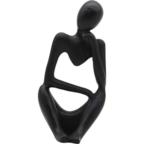 Die Denker-Statue, abstrakte Skulptur aus Kunstharz, moderne Charakterstatue, Figur, Heimdekoration, Schreibtischdekoration, Geburtstagsgeschenk, Schwarz, Rechts (1/5)